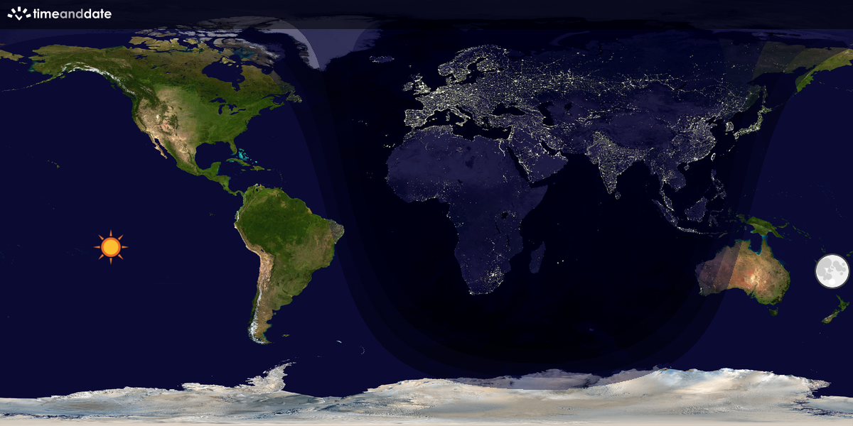 Verdenskart som viser dag og natt 
