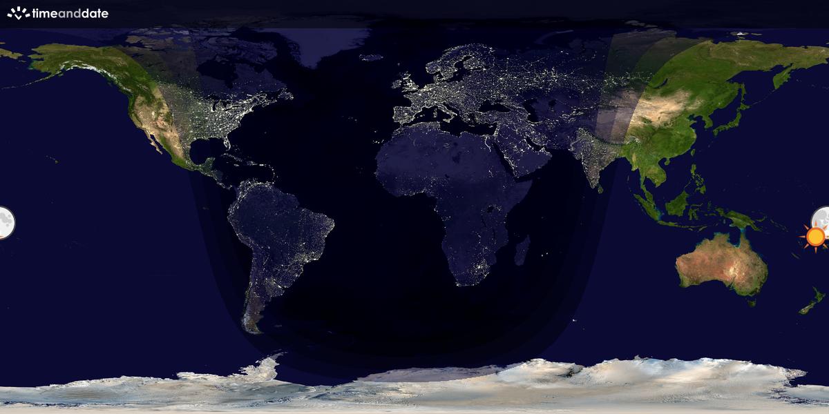 Verdenskart som viser dag og natt 