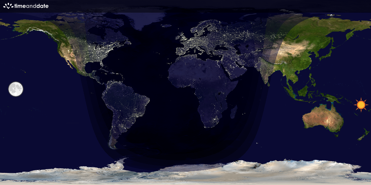 Verdenskart som viser dag og natt 