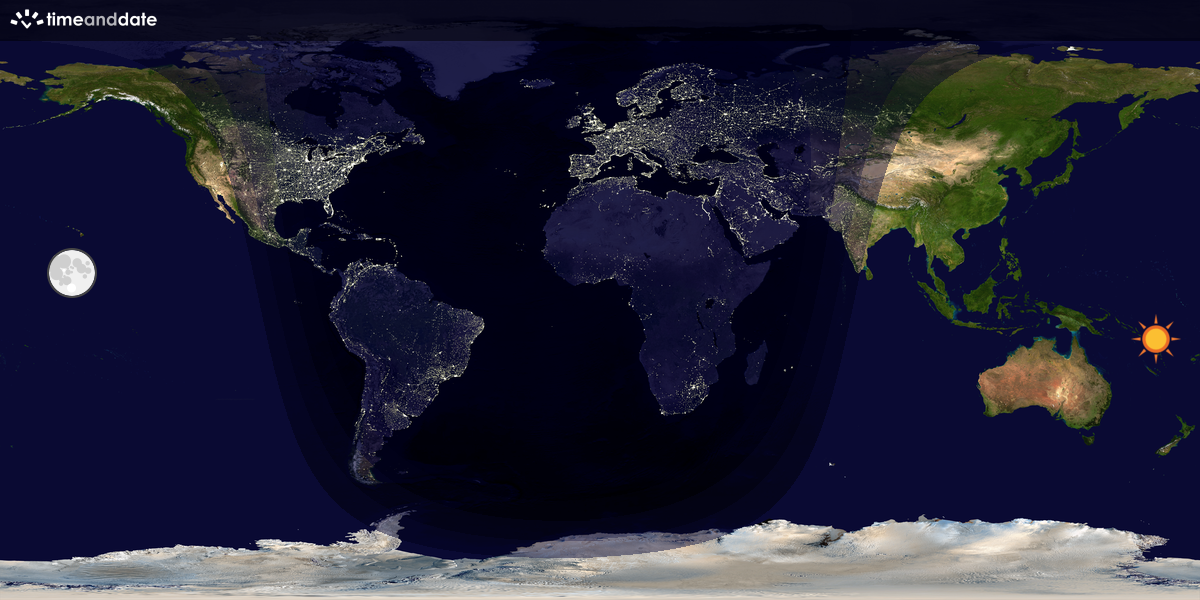 Verdenskart som viser dag og natt 