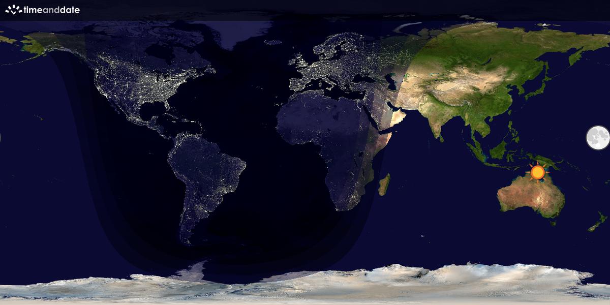 Verdenskart som viser dag og natt 