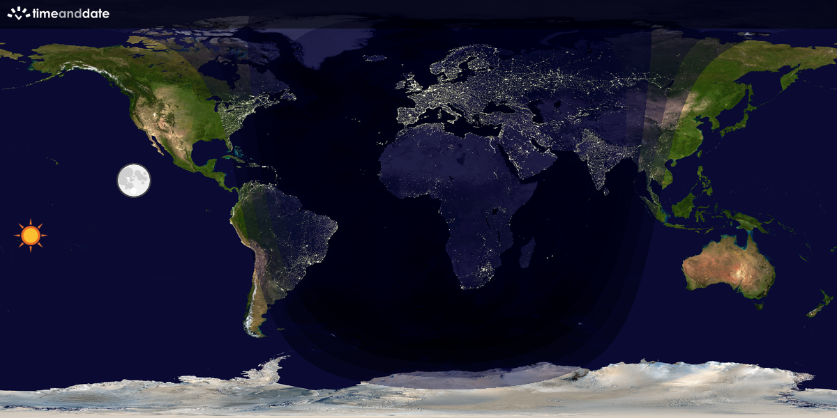 Verdenskart som viser dag og natt 