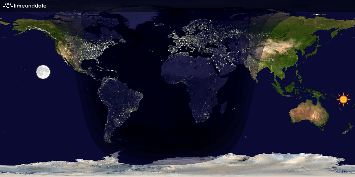 Verdenskart som viser dag og natt 