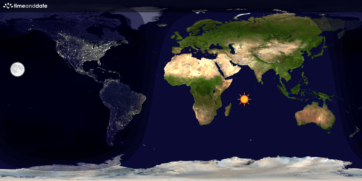 Verdenskart som viser dag og natt 