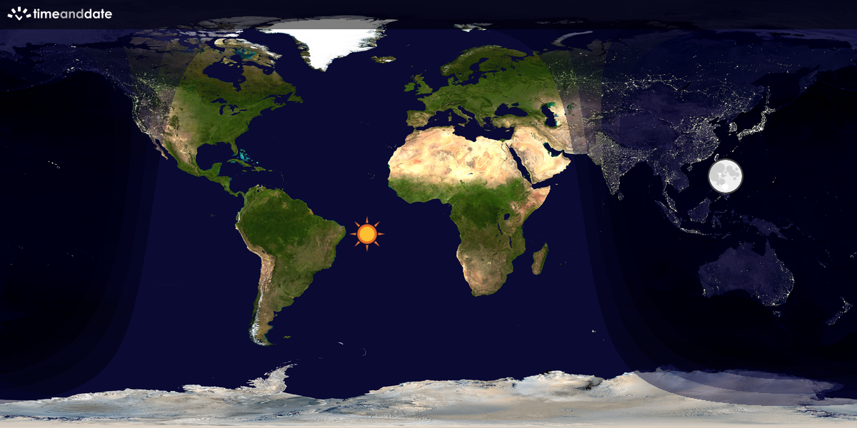 Verdenskart som viser dag og natt 