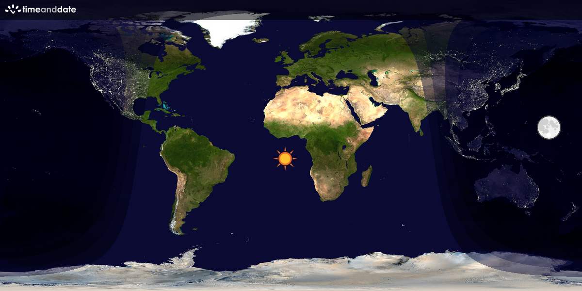 Verdenskart som viser dag og natt 