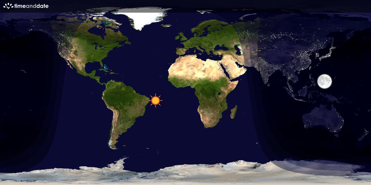 Verdenskart som viser dag og natt 
