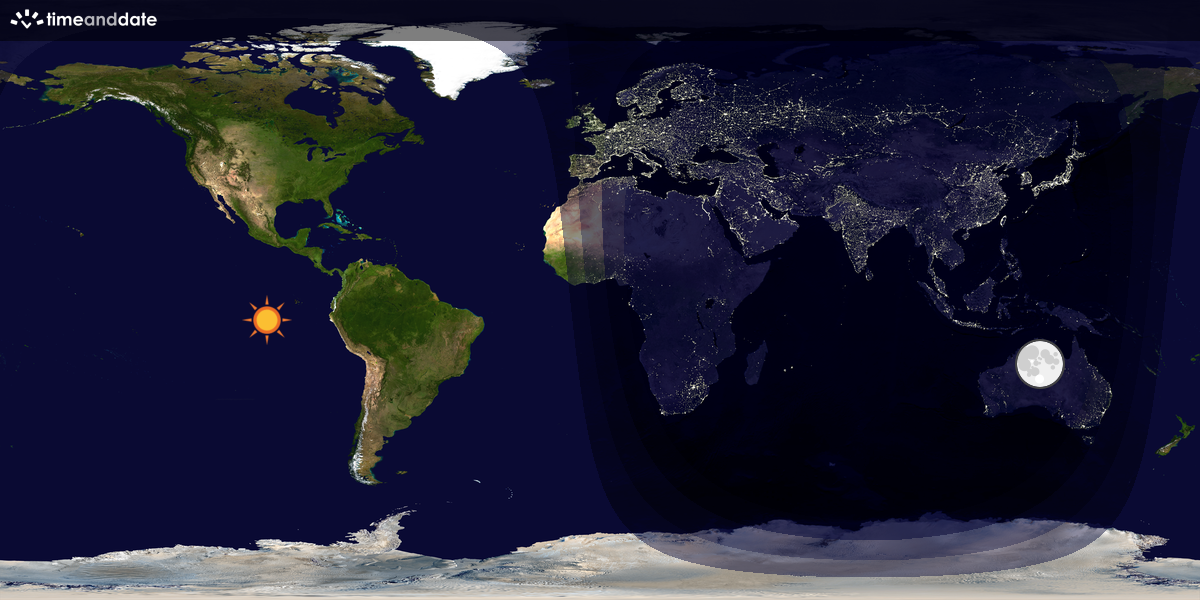 Verdenskart som viser dag og natt 