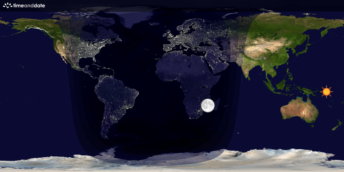 Verdenskart som viser dag og natt 