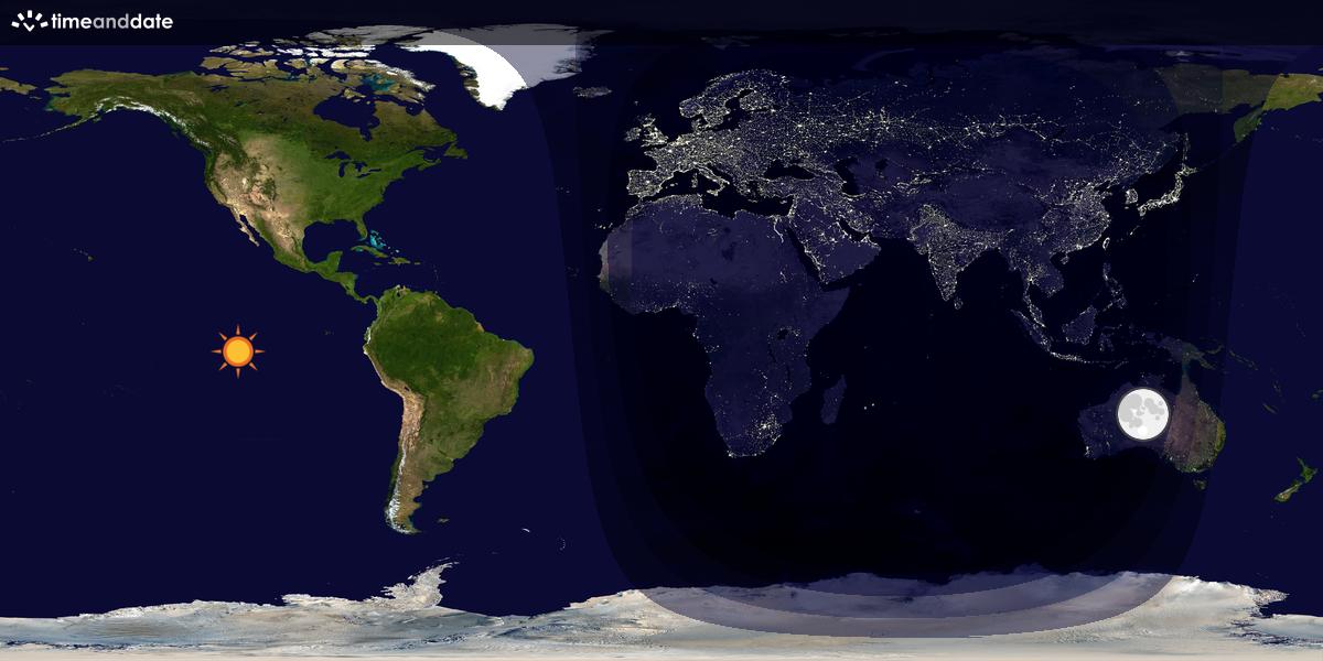 Verdenskart som viser dag og natt 