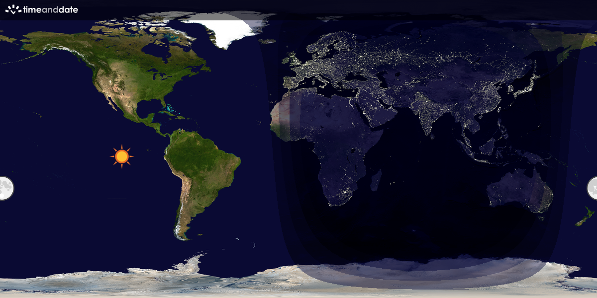 Verdenskart som viser dag og natt 