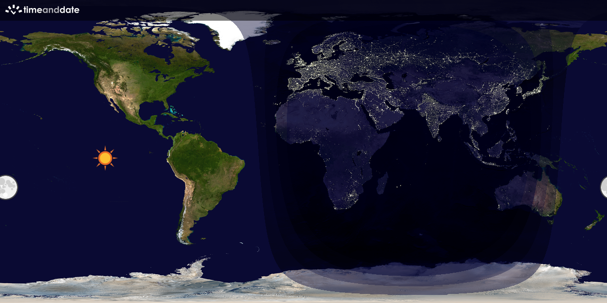 Verdenskart som viser dag og natt 