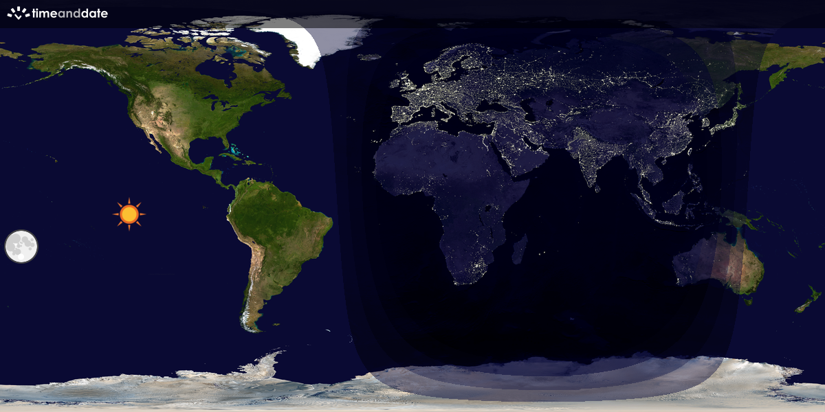 Verdenskart som viser dag og natt 