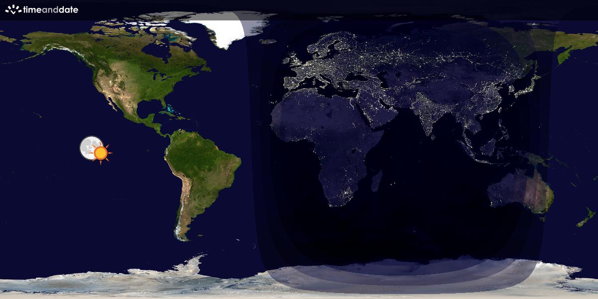 Verdenskart som viser dag og natt 