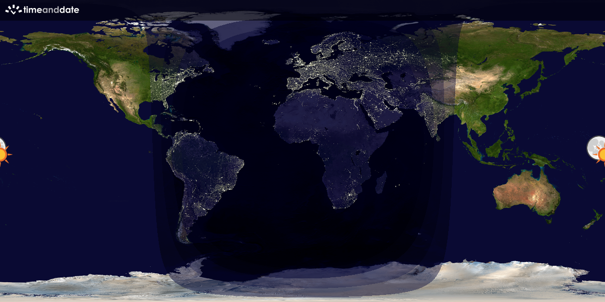 Verdenskart som viser dag og natt 