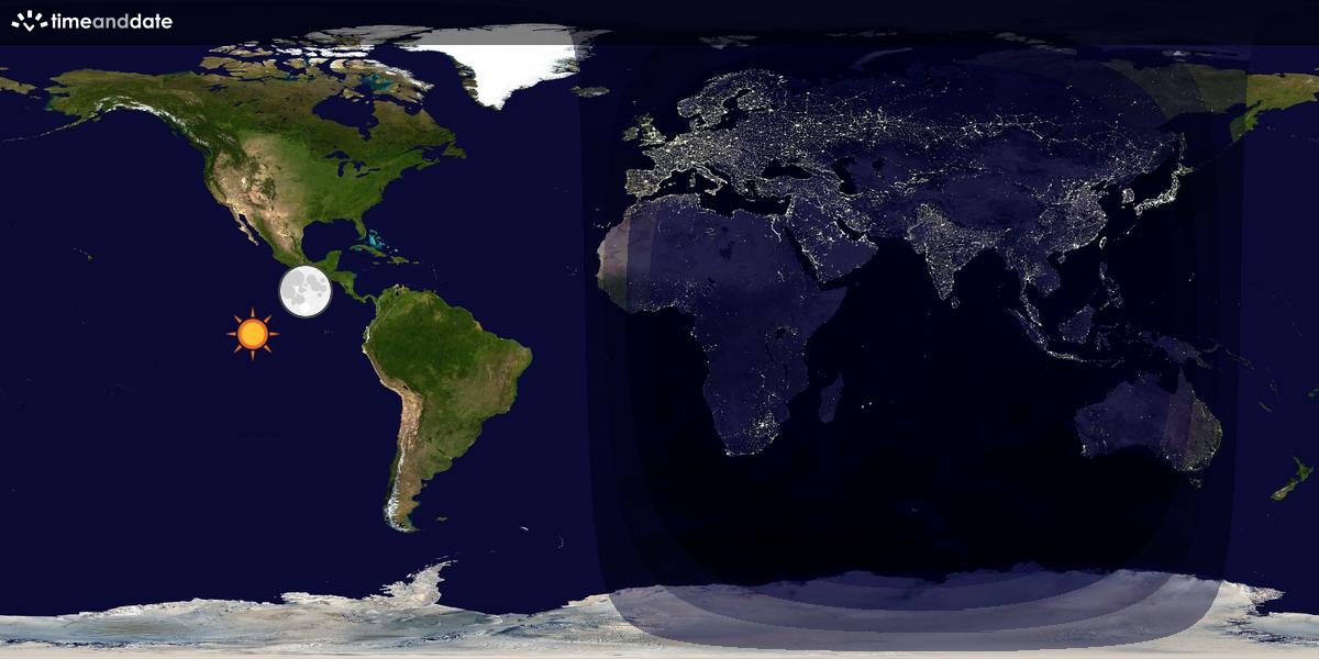 Verdenskart som viser dag og natt 