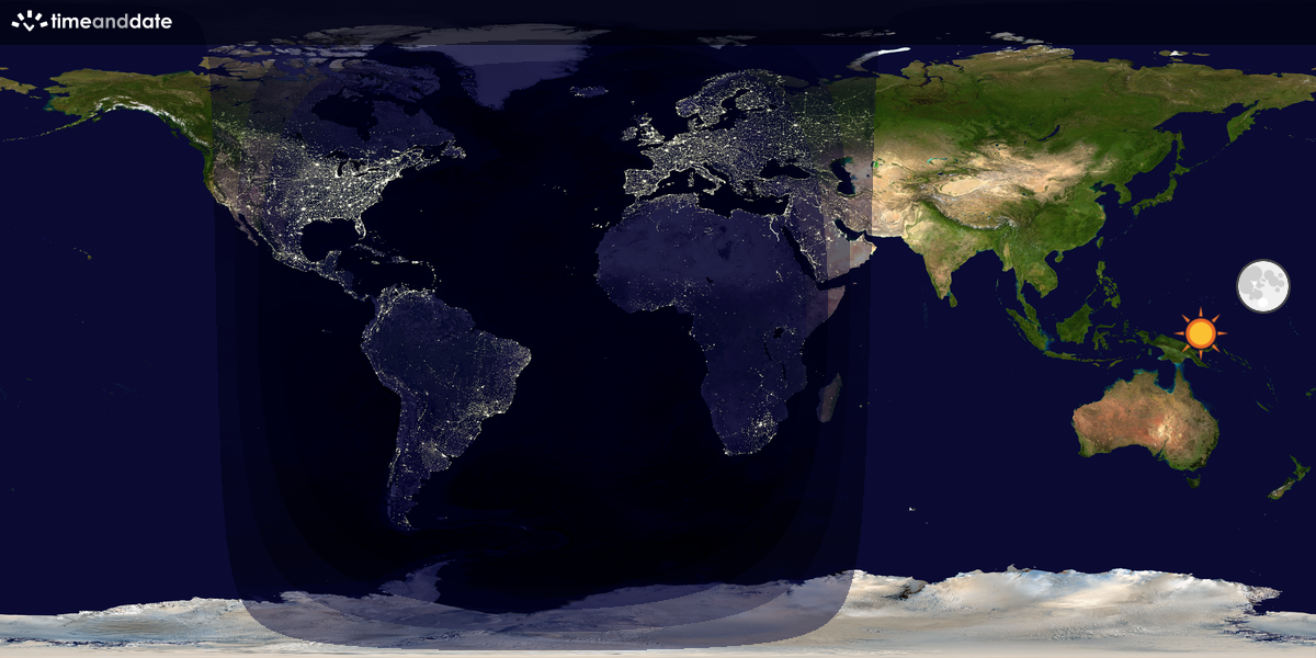Verdenskart som viser dag og natt 