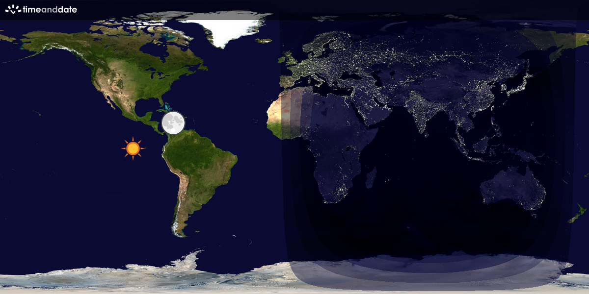 Verdenskart som viser dag og natt 