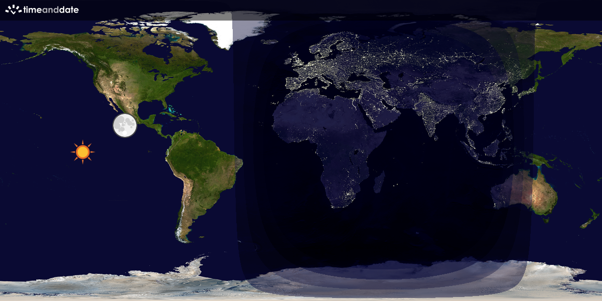 Verdenskart som viser dag og natt 
