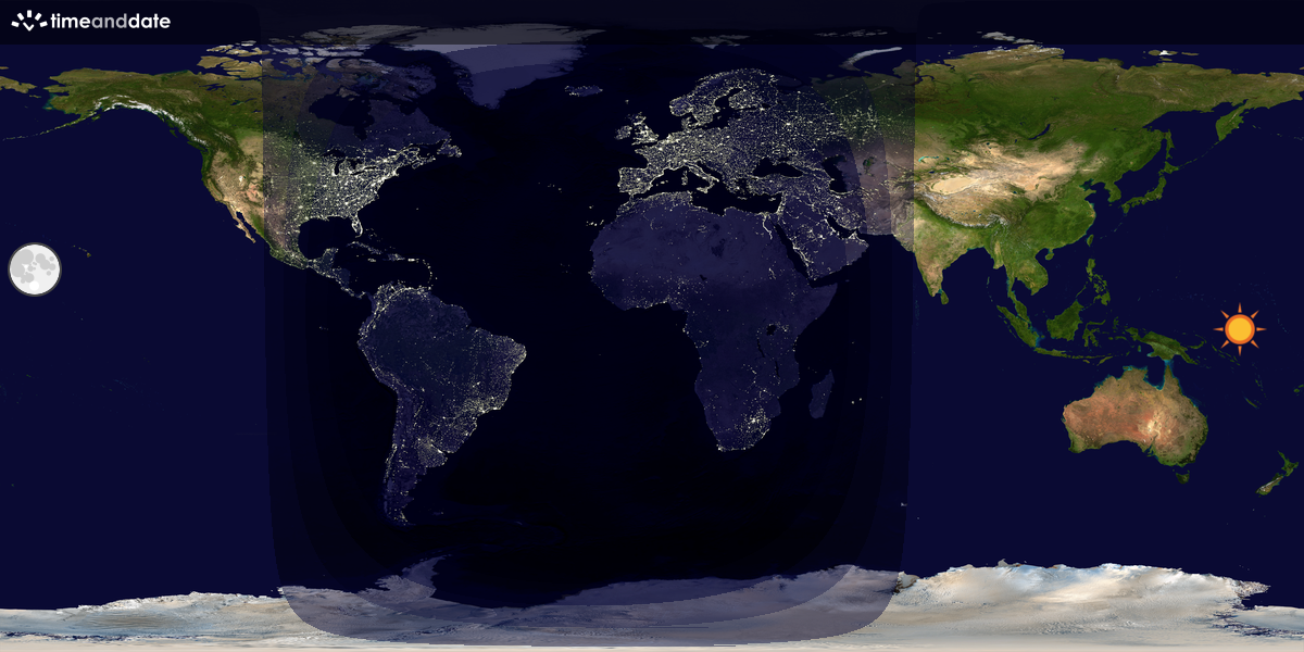 Verdenskart som viser dag og natt 