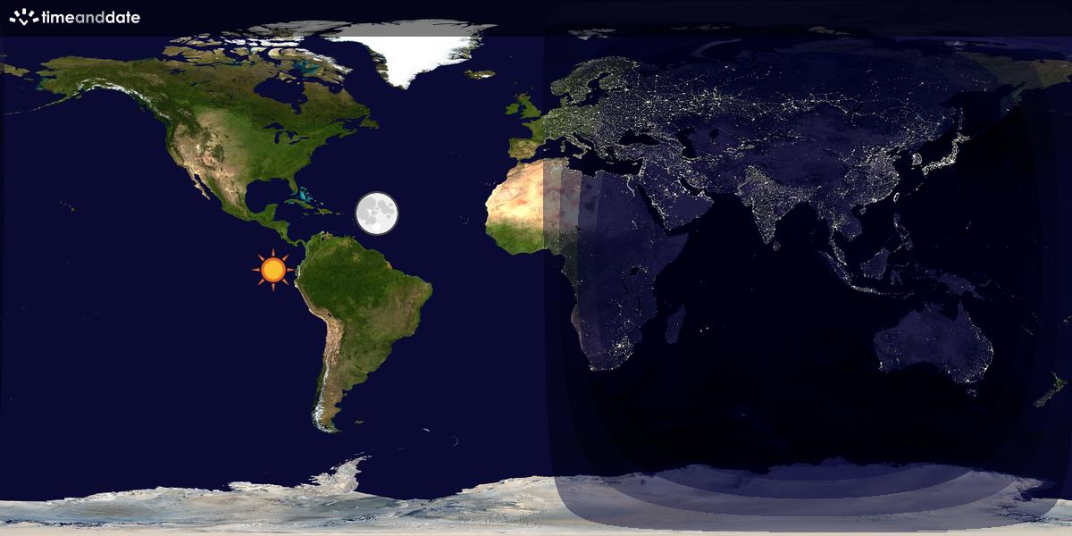 Verdenskart som viser dag og natt 
