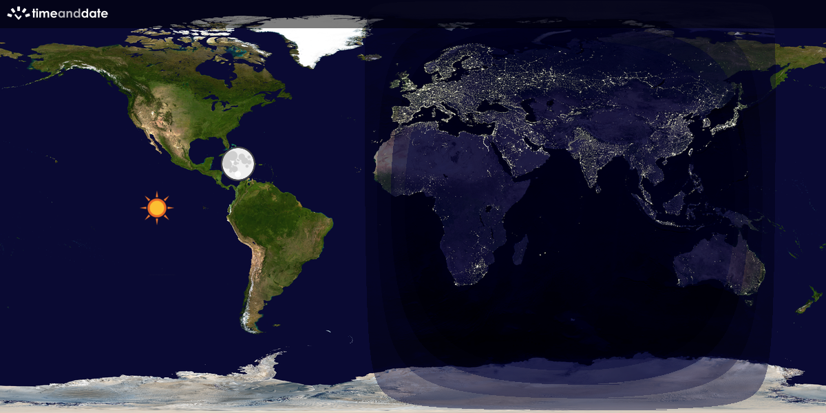 Verdenskart som viser dag og natt 