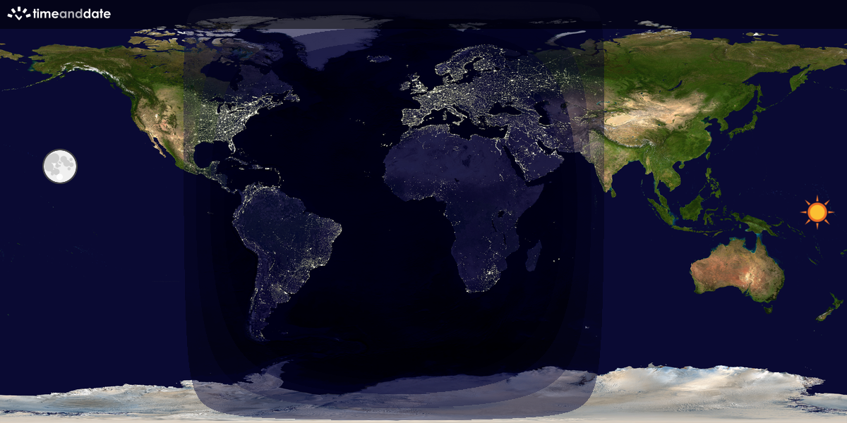 Verdenskart som viser dag og natt 