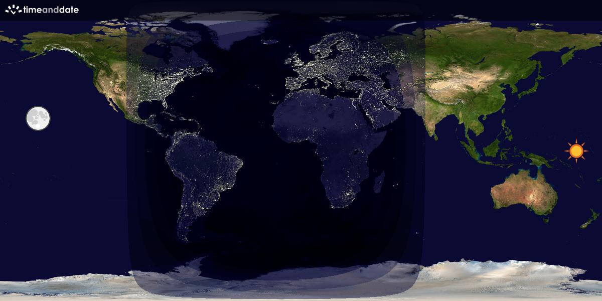 Verdenskart som viser dag og natt 