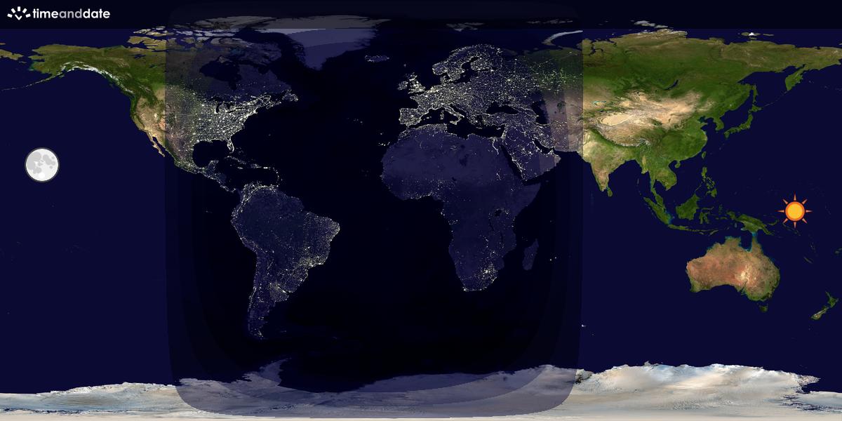 Verdenskart som viser dag og natt 