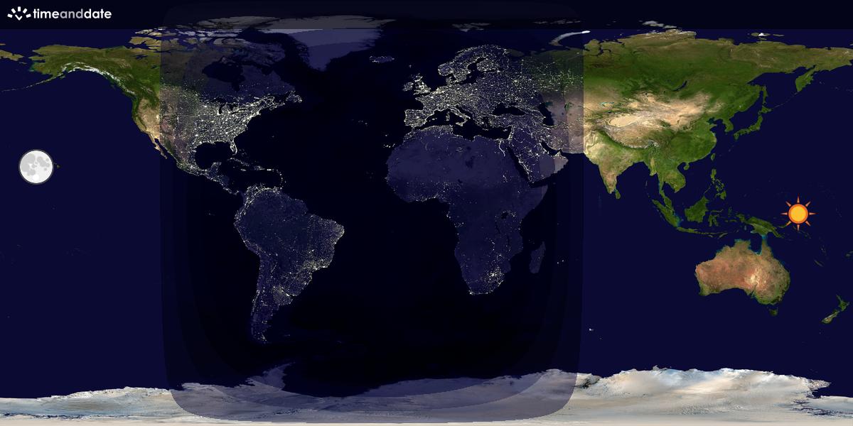 Verdenskart som viser dag og natt 