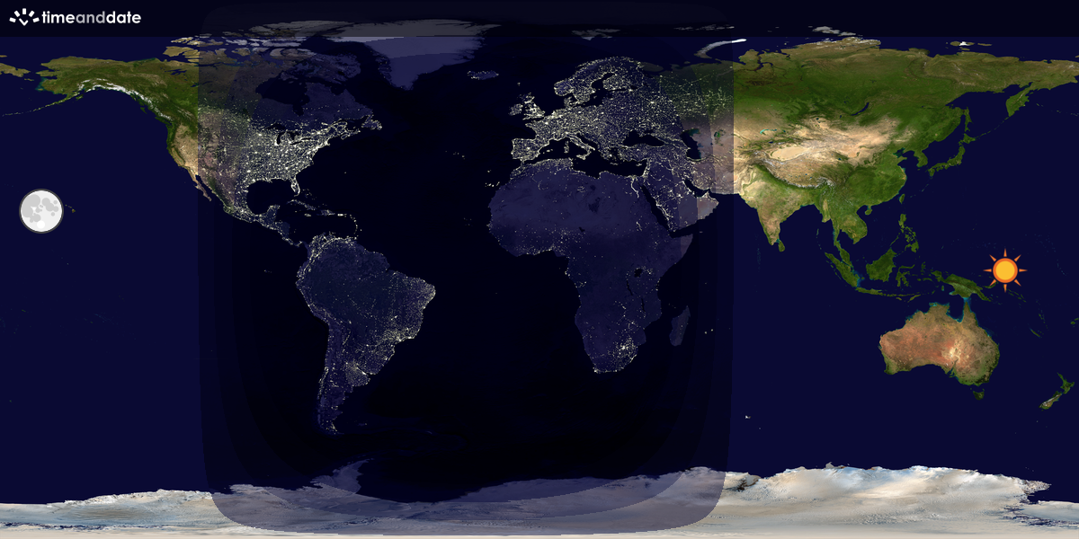 Verdenskart som viser dag og natt 