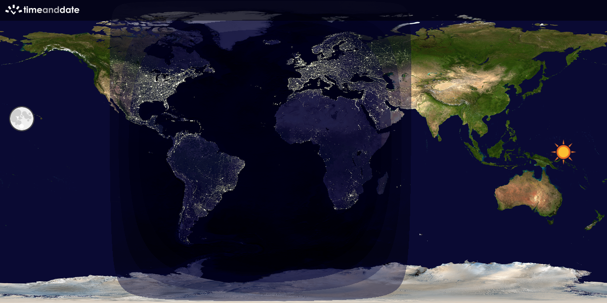 Verdenskart som viser dag og natt 