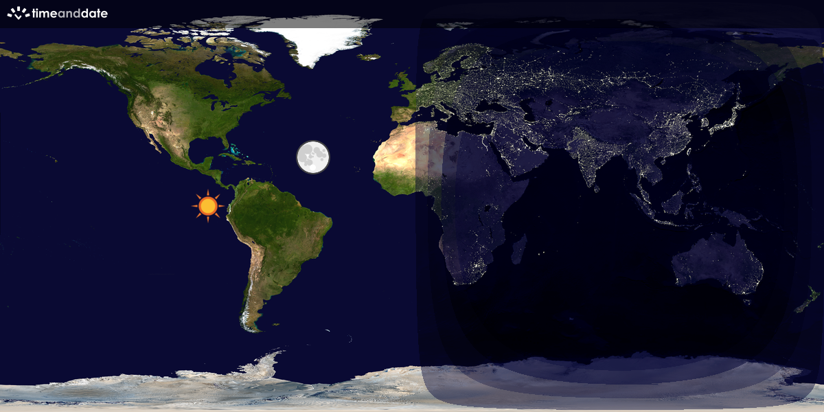 Verdenskart som viser dag og natt 
