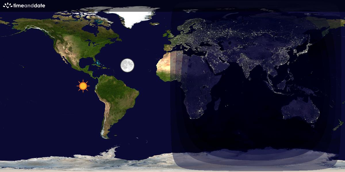 Verdenskart som viser dag og natt 