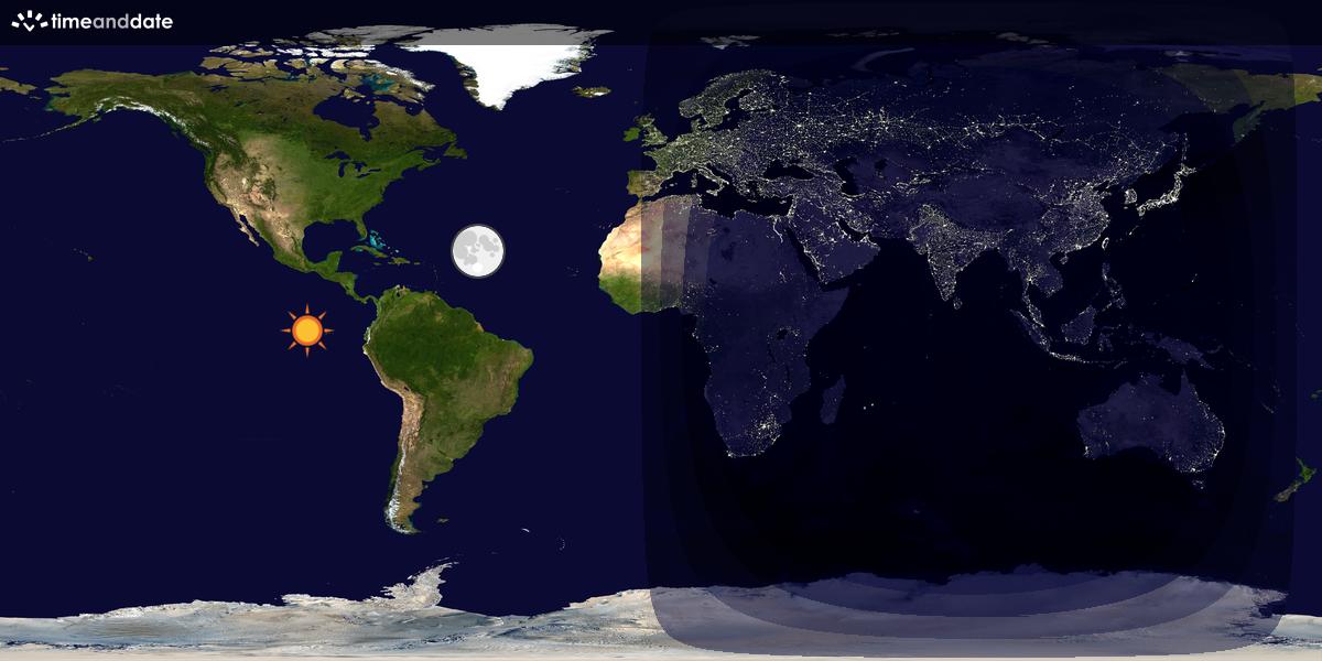 Verdenskart som viser dag og natt 