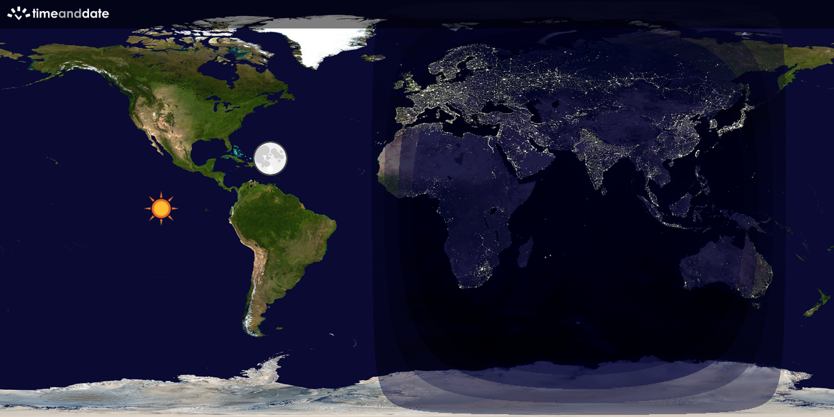 Verdenskart som viser dag og natt 