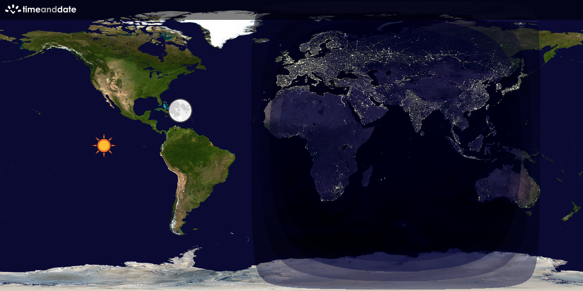 Verdenskart som viser dag og natt 
