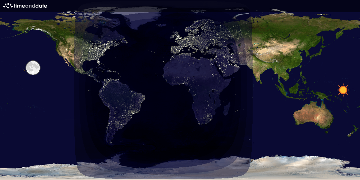 Verdenskart som viser dag og natt 