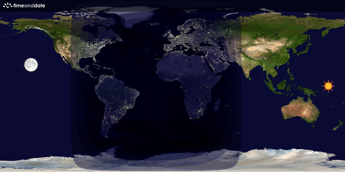 Verdenskart som viser dag og natt 