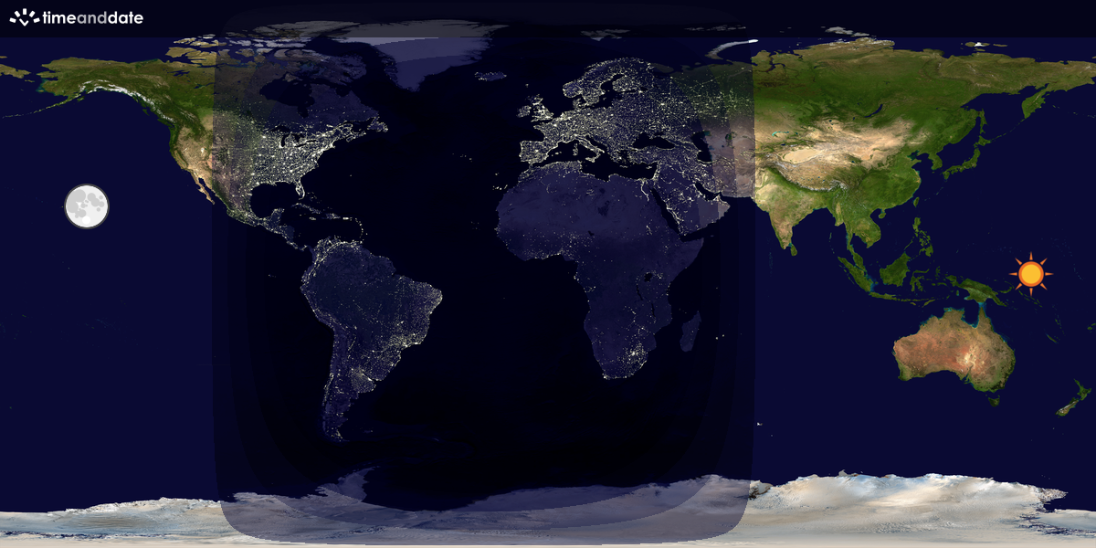 Verdenskart som viser dag og natt 