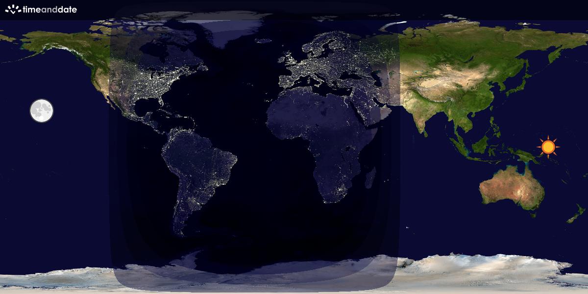 Verdenskart som viser dag og natt 