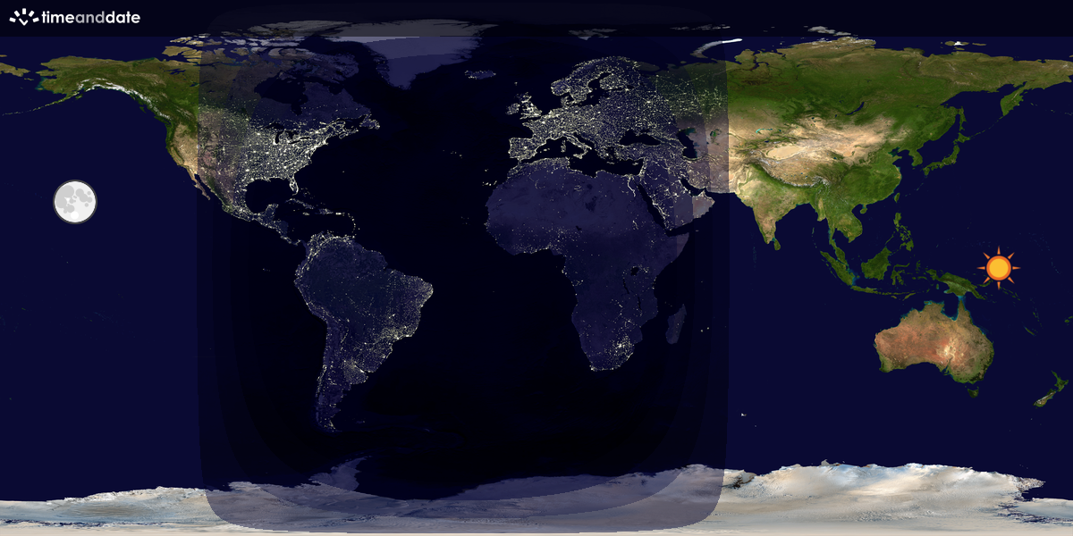 Verdenskart som viser dag og natt 