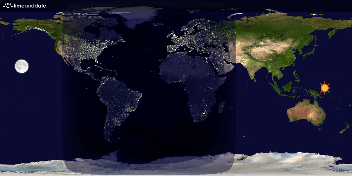 Verdenskart som viser dag og natt 