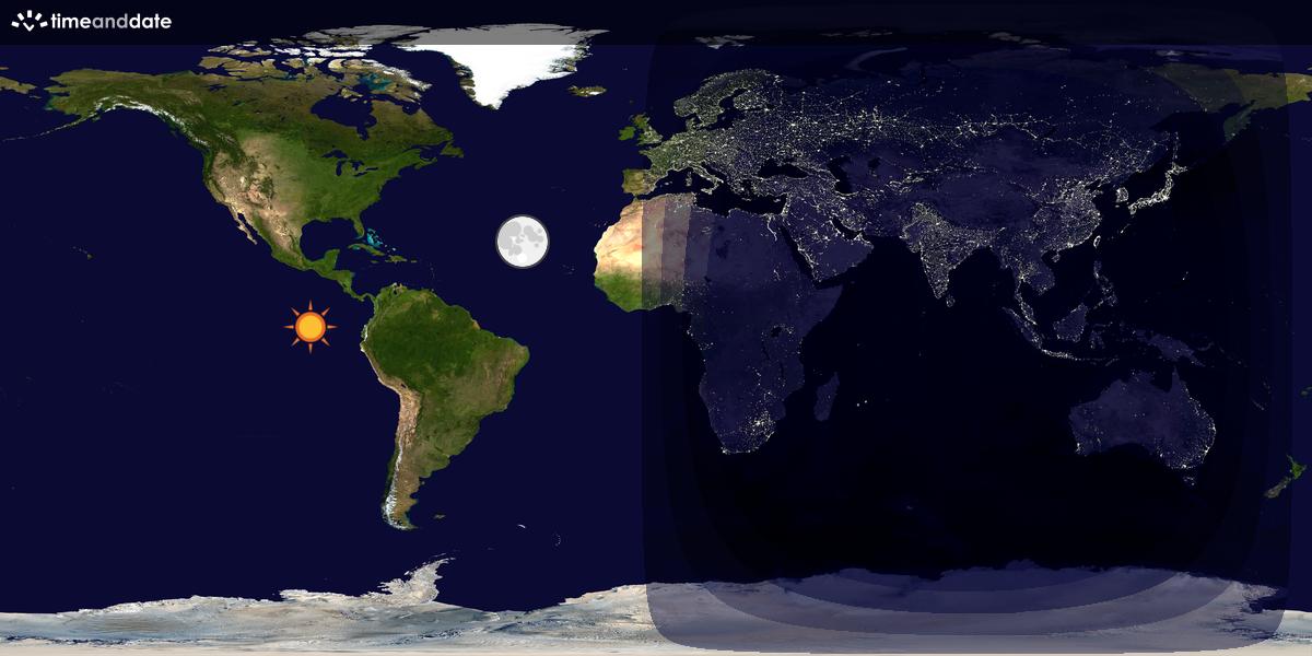 Verdenskart som viser dag og natt 