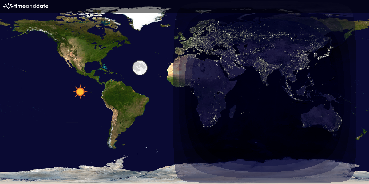 Verdenskart som viser dag og natt 