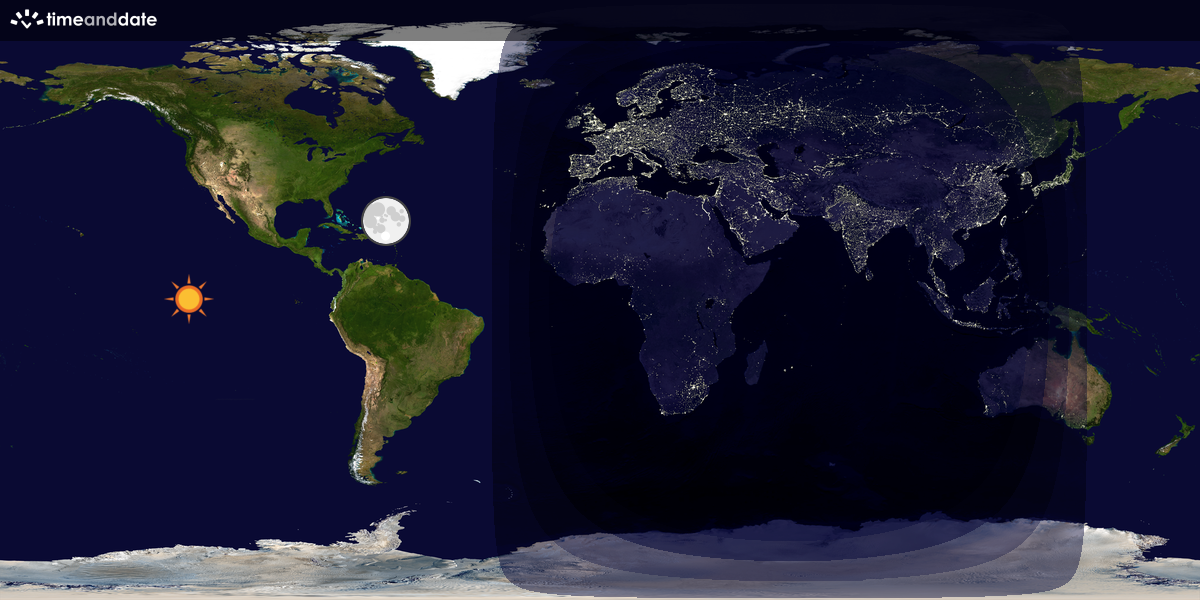 Verdenskart som viser dag og natt 