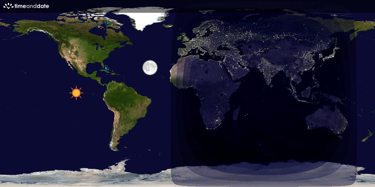 Verdenskart som viser dag og natt 
