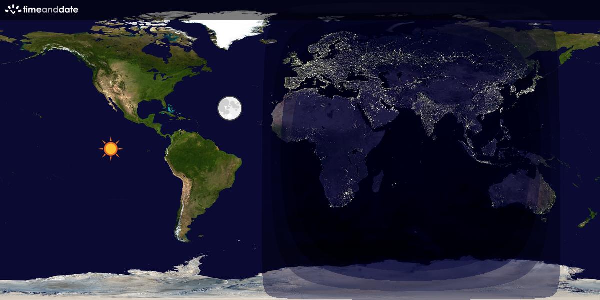 Verdenskart som viser dag og natt 