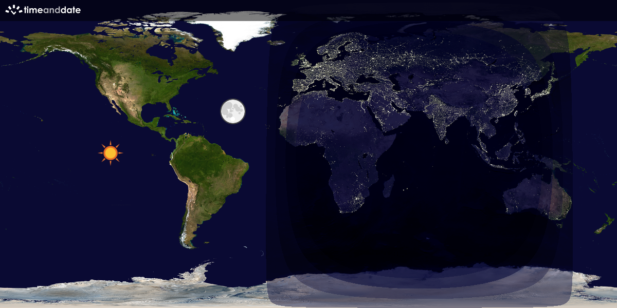 Verdenskart som viser dag og natt 