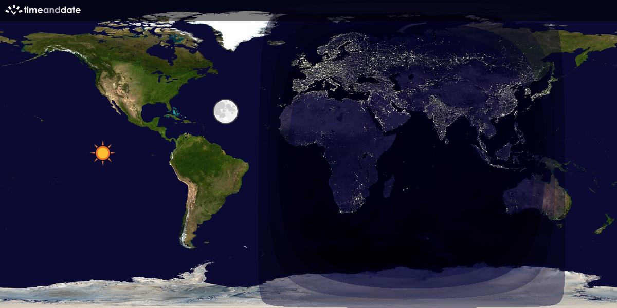 Verdenskart som viser dag og natt 